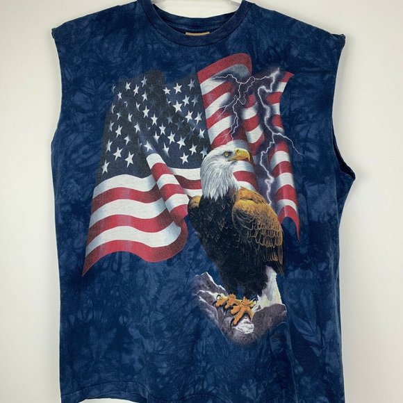 The Mountain Other - The Mountain Bald Eagle XL X-Large Sleeveless T Shirt Patriotic American Flag